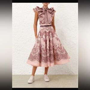 Zimmermann Pink Patterned Midi Dress